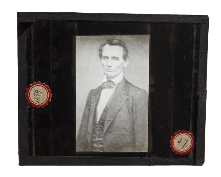 Abraham Lincoln Magic Lantern Slide -- Mathew Brady's First Photograph of Lincoln, O-17